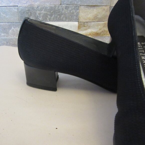 Vintage Stuart Weitzman Black Cloth w Leather Trim Low Heel Shoes in Sz 6 1/2M - Picture 4 of 10